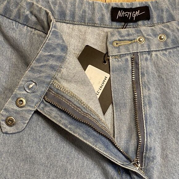 NWT Nasty Gal Women’s Size 10 Blue High Waist Wide Leg Light Blue Jeans Culottes - Picture 4 of 10